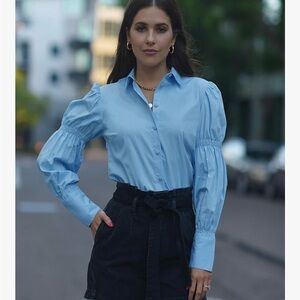 Chic Blue Button-Down Women's Shirt